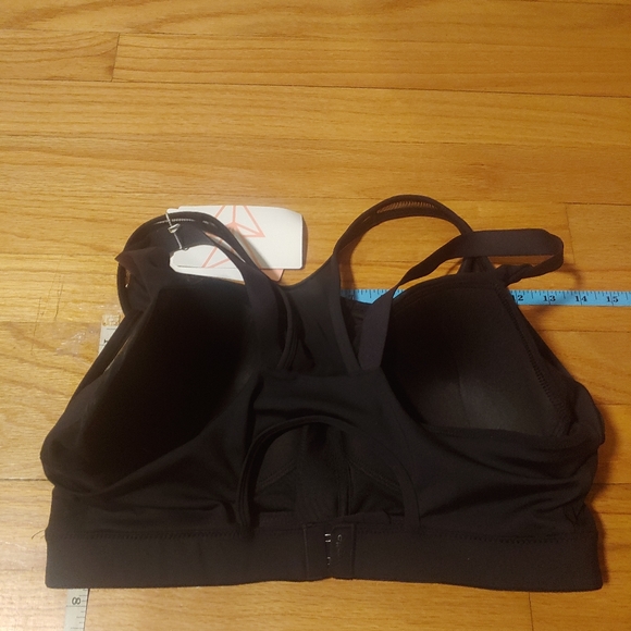 Black High Impact Women Sports Bra Front Closure Double Mesh Running Bra X-LARGE - Picture 5 of 10